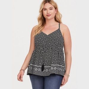 Black & White Border Print Challis Cami